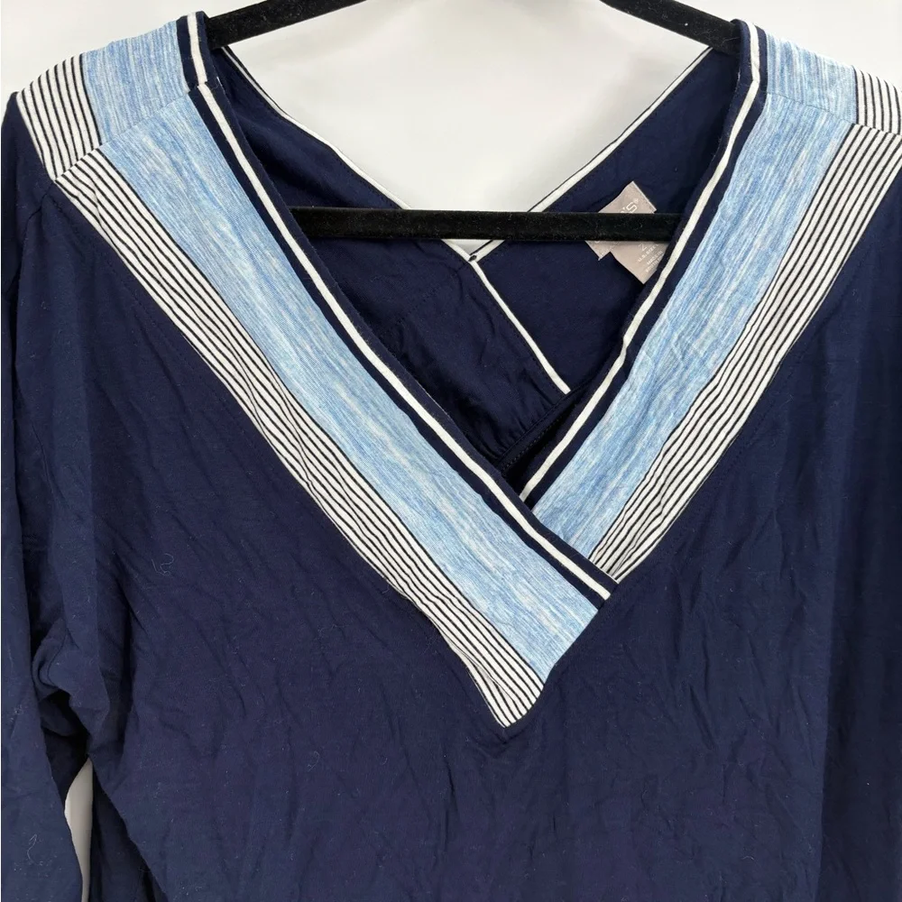 Chicos Navy & Light Blue Super Soft Top - Picture 8 of 16
